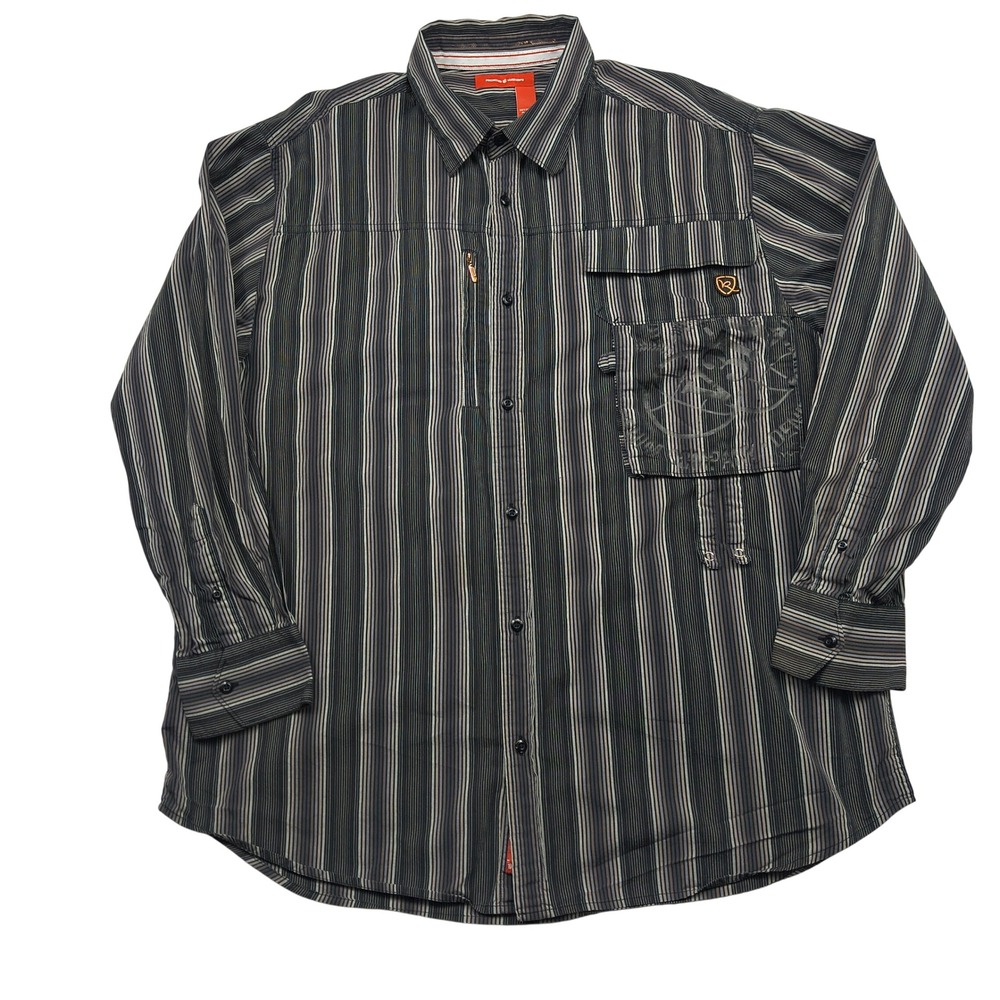 Rocawear Men 2XL Black Striped Long Sleeve Button Up Shirt Streetwear Y2K Cotton